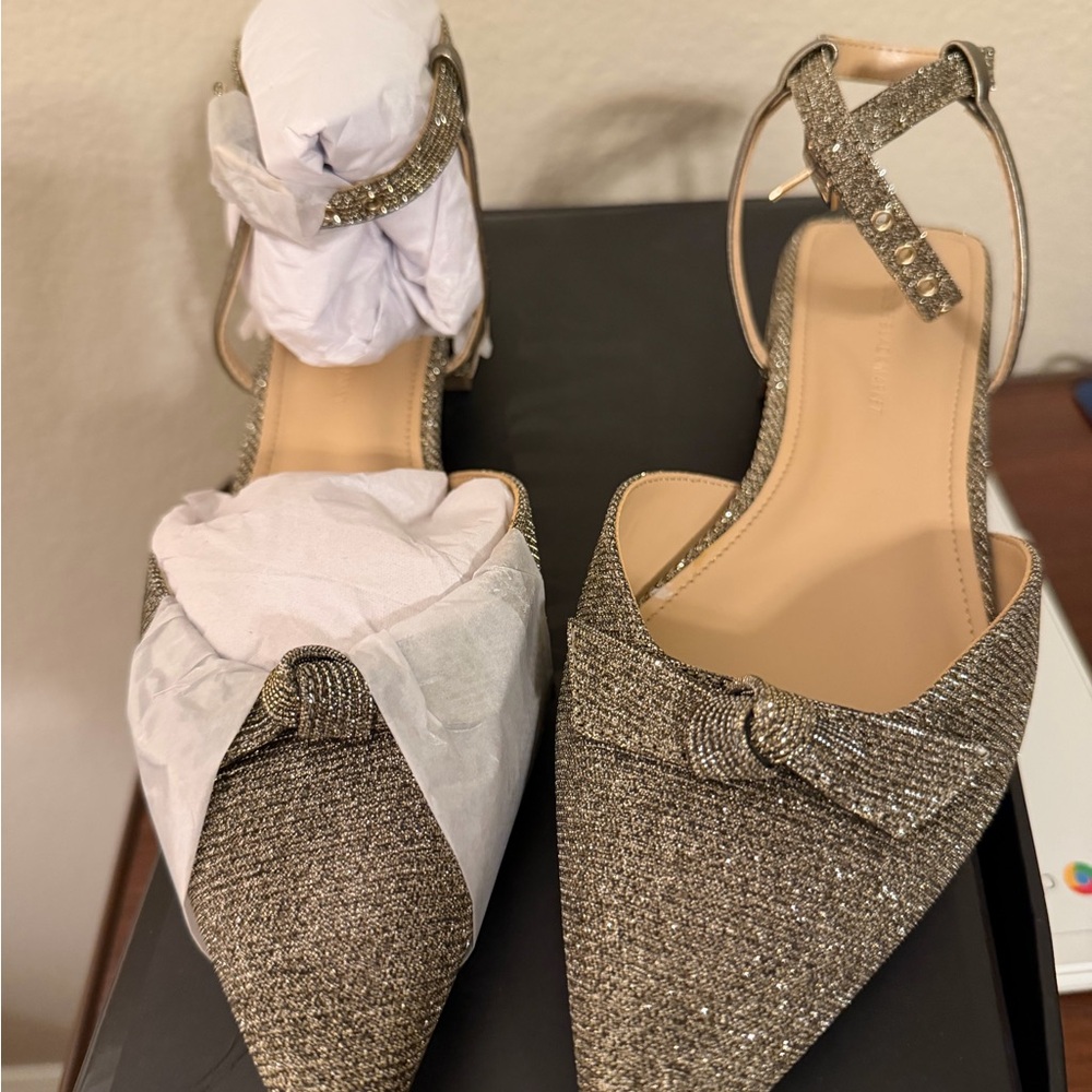 White House Black Market Glittery Gold Heels